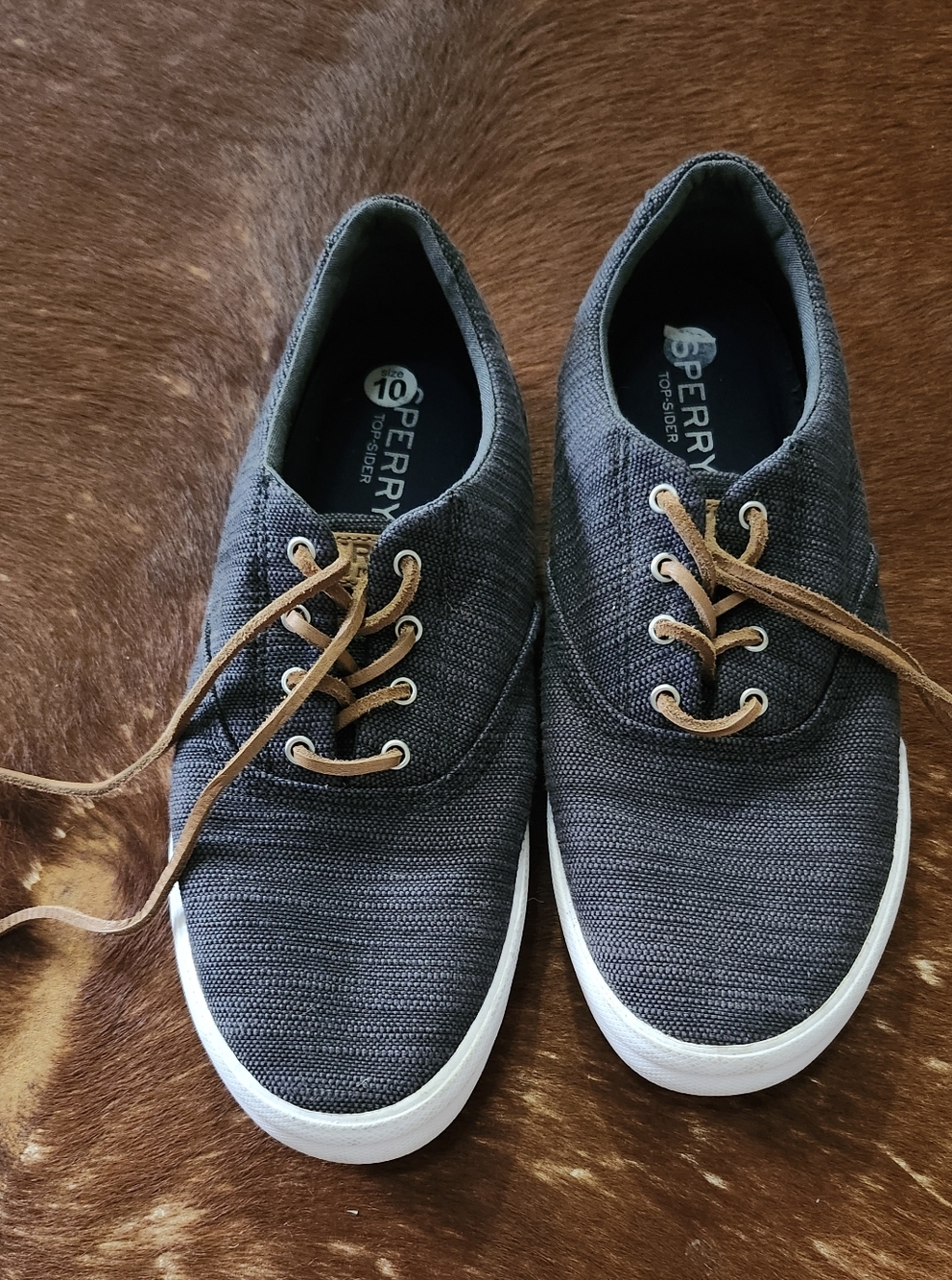 Sperry Men's Size 10 Black Canvas Casual Lace-Up Shoes